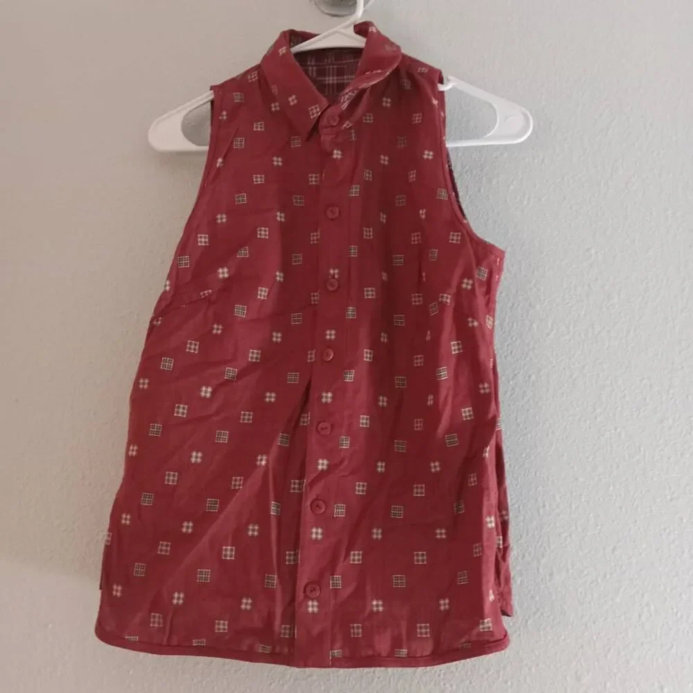 W By Worth Button Up Shirt Women's 2 Rust Plaid Sleeveless Reversible Blouse New - Picture 4 of 8